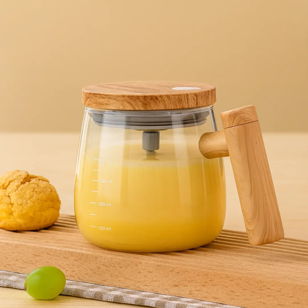 Caneca Auréa Elite: Mistura Automática com Detalhes Exclusivos em Vidro e Bambu