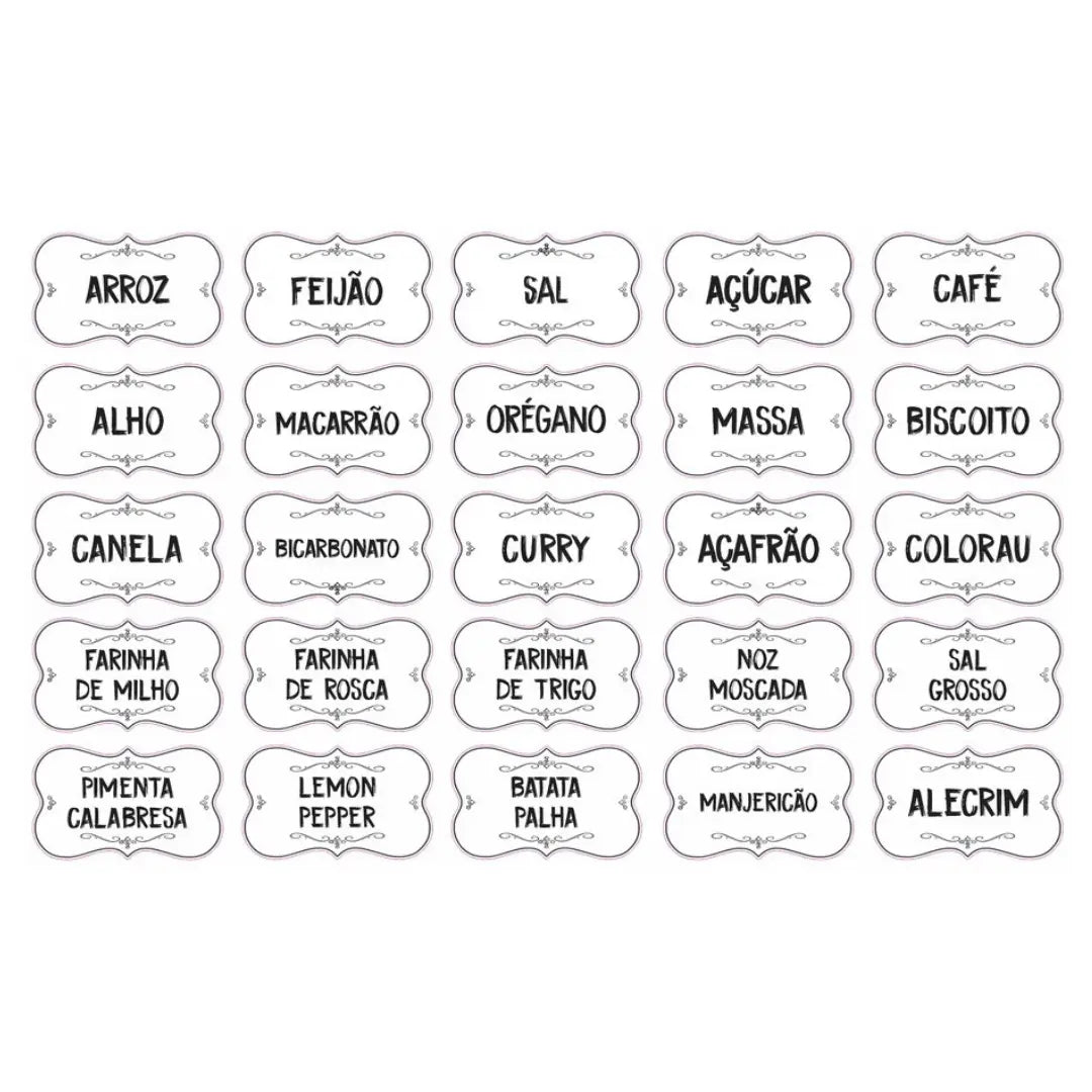 Etiquetas Versalhes: 50 Unidades à Prova D’Água para Organizadores Herméticos