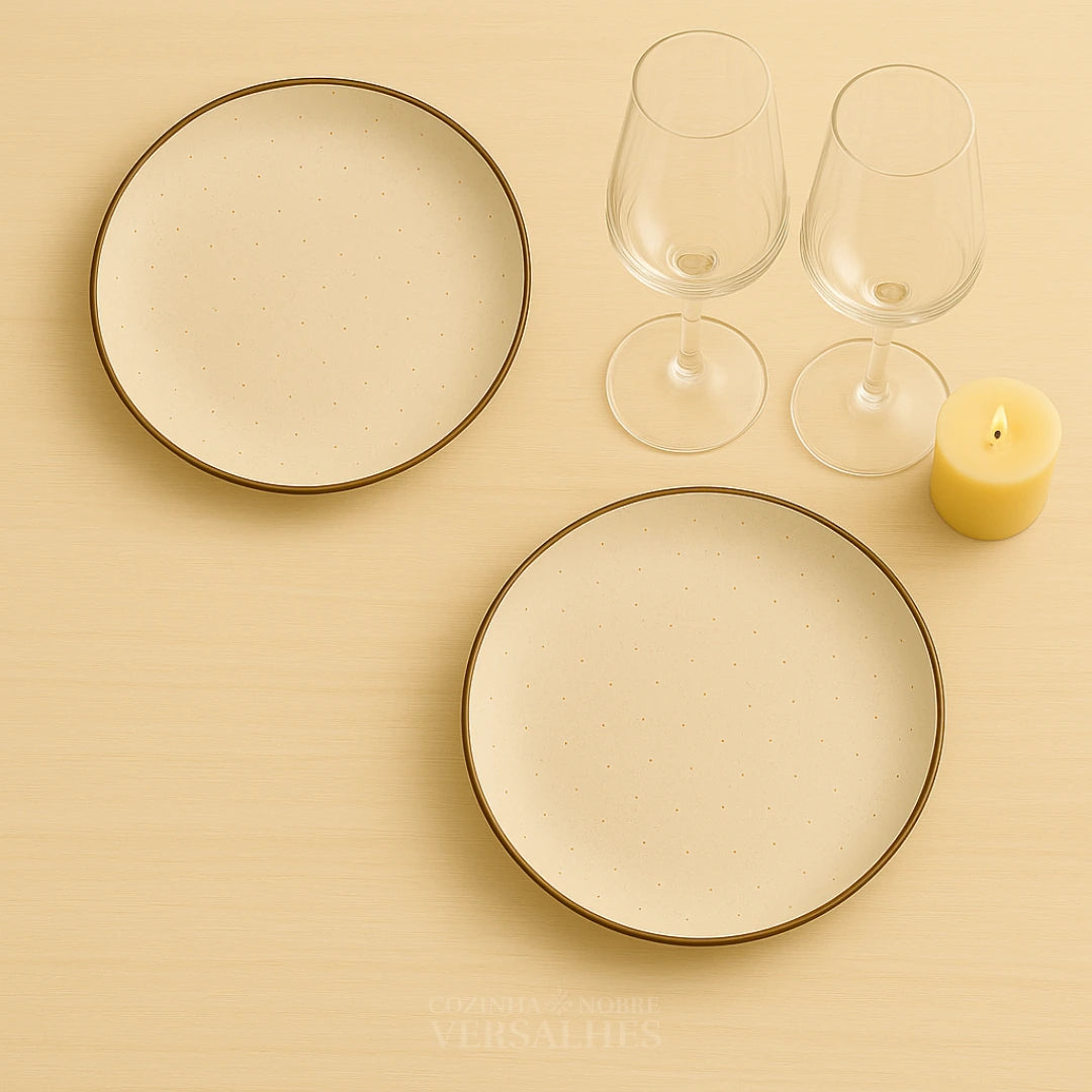 Jogo de Pratos Milano: Porcelana Premium Decorada 25cm (4 Unidades)