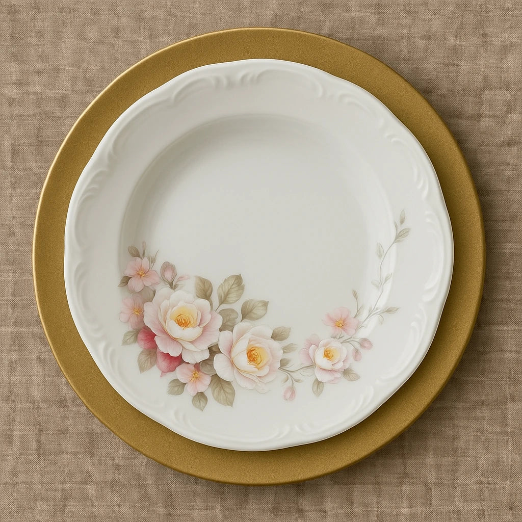 Jogo de Pratos Roselle: Pratos Fundos de Porcelana (12 Unidades)