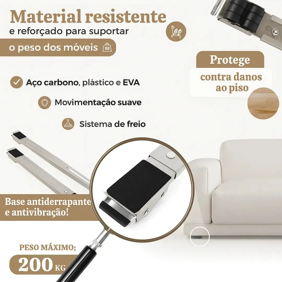 Base ForceMove: Suporte Universal Antiferrugem e Antiderrapante para Móveis e Eletrodomésticos