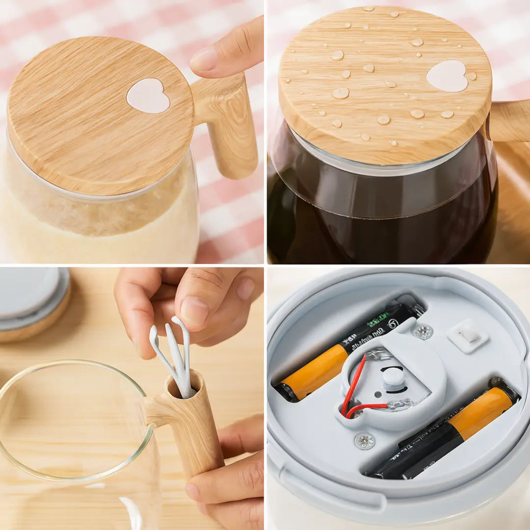 Caneca Auréa Elite: Mistura Automática com Detalhes Exclusivos em Vidro e Bambu