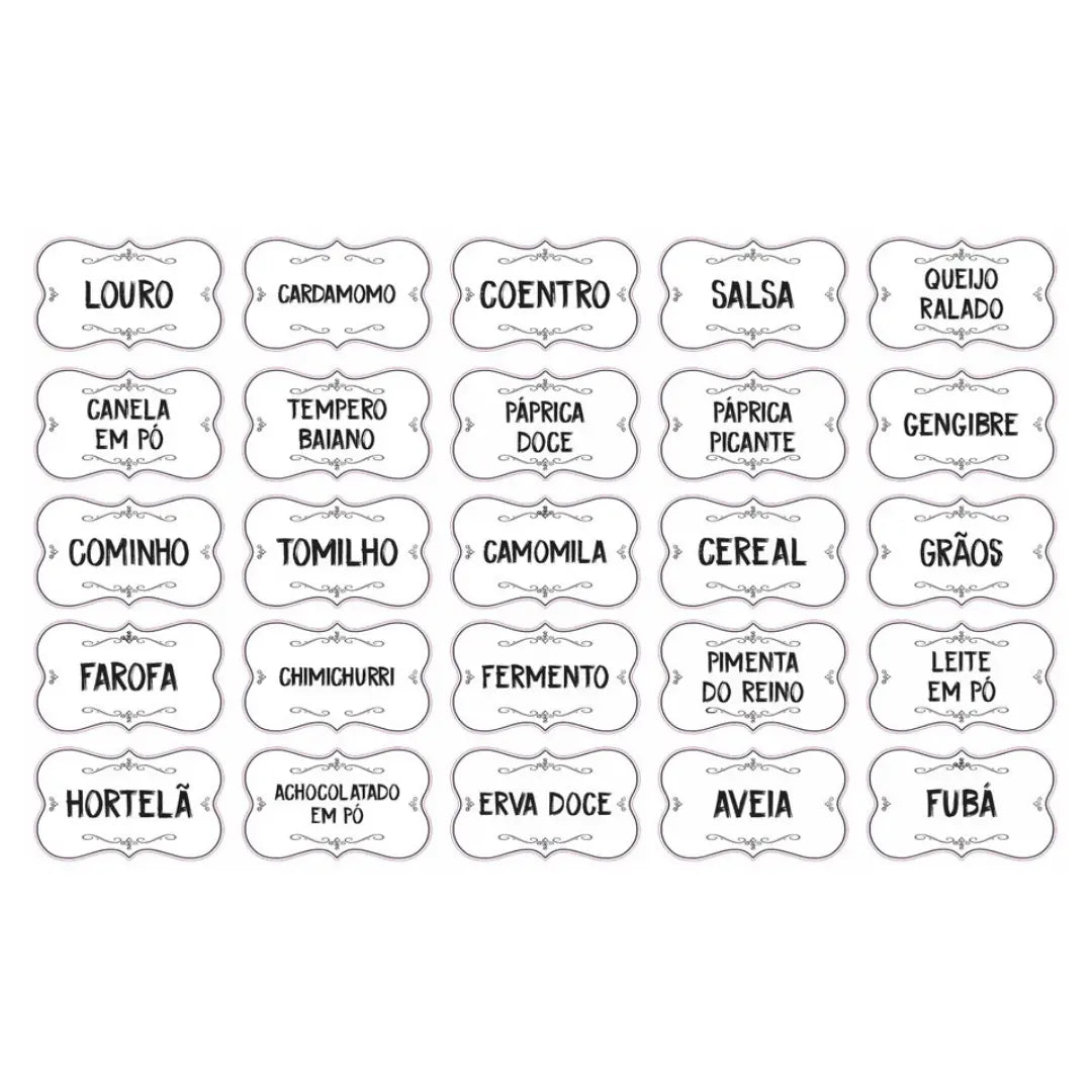 Etiquetas Versalhes: 50 Unidades à Prova D’Água para Organizadores Herméticos