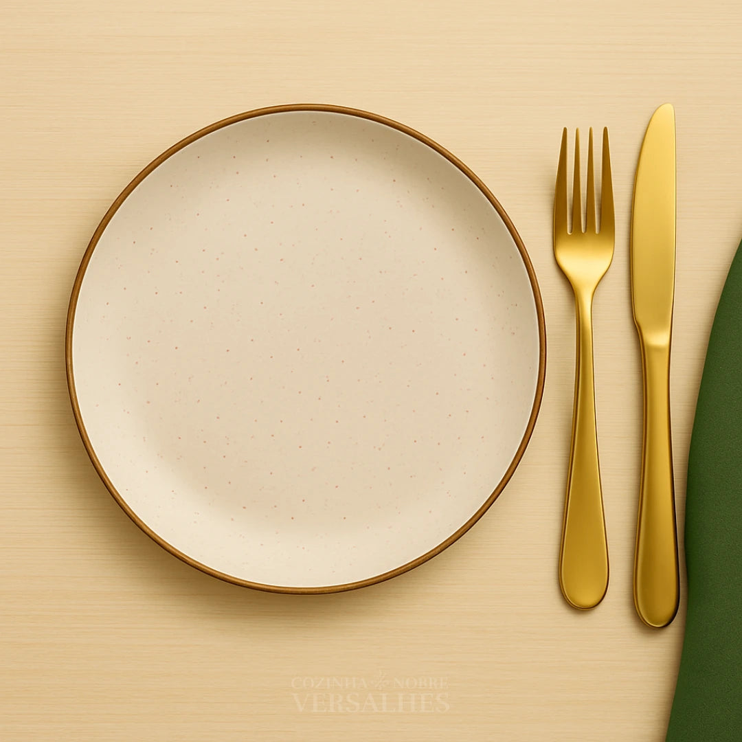 Jogo de Pratos Milano: Porcelana Premium Decorada 25cm (4 Unidades)