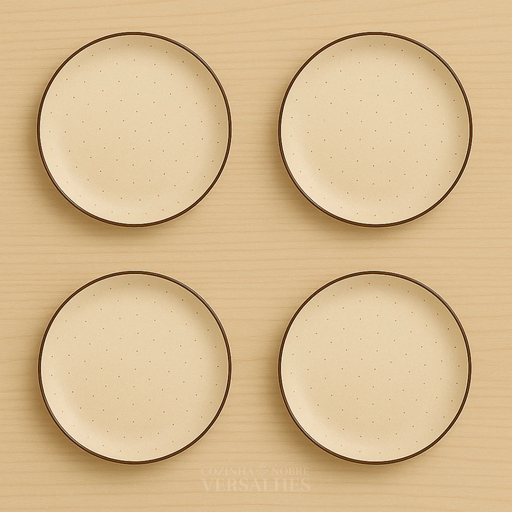 Jogo de Pratos Milano: Porcelana Premium Decorada 25cm (4 Unidades)
