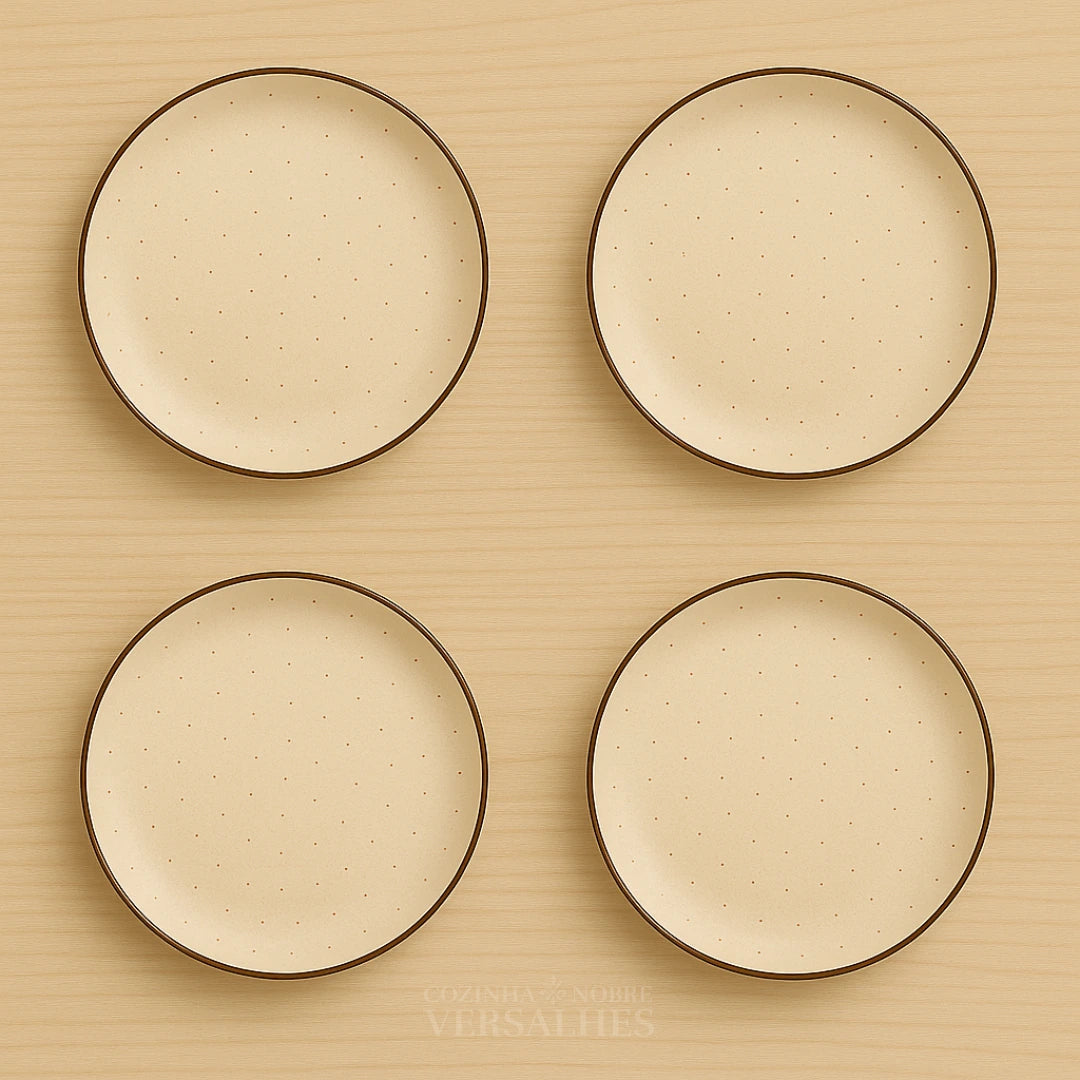 Jogo de Pratos Milano: Porcelana Premium Decorada 25cm (4 Unidades)