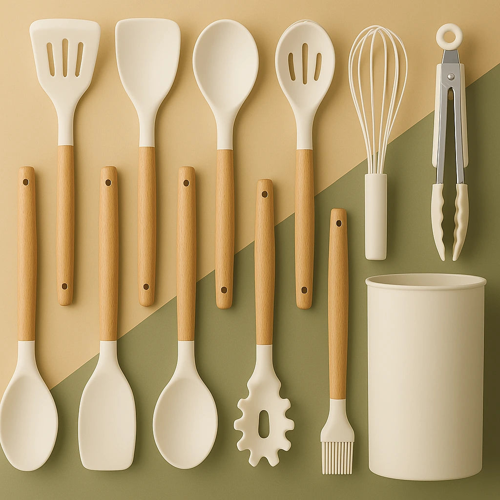 Kit Casalina Silicone: 12 Utensílios Antiaderentes para Cozinha