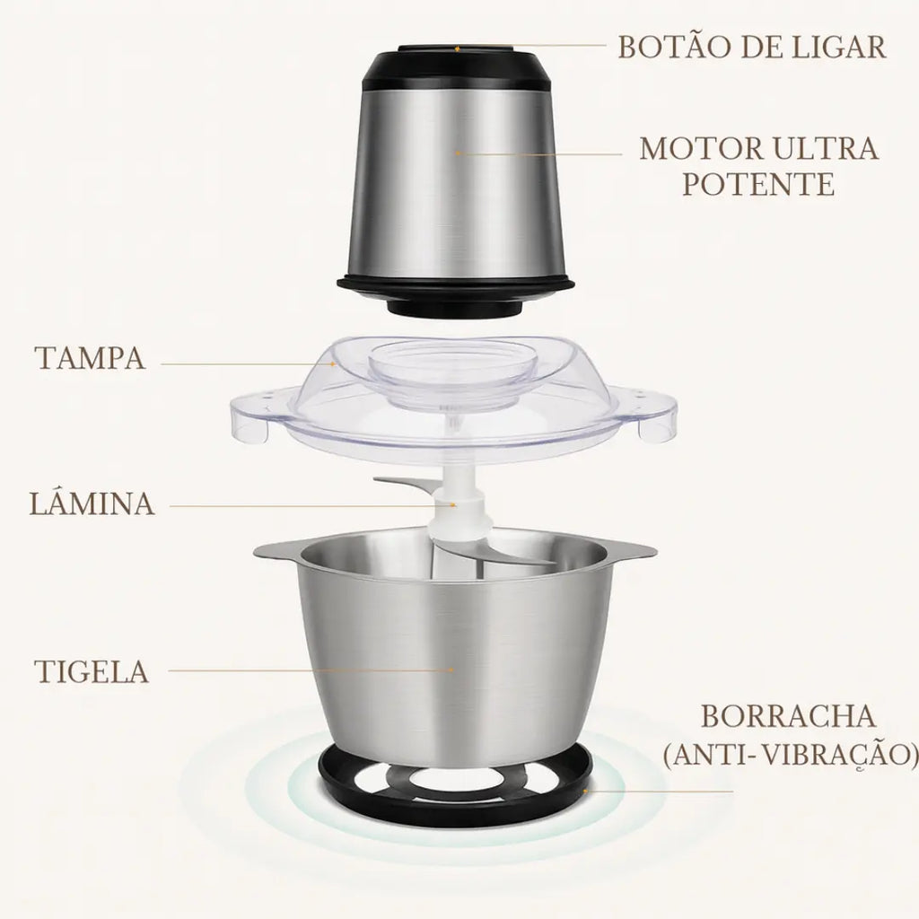 PowerChef Elite Inox Triturador Elétrico Profissional Multiuso