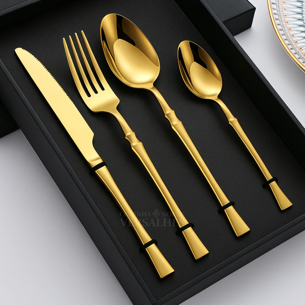 Talheres Veneza: Jogo de Talheres de Luxo de 24 Peças