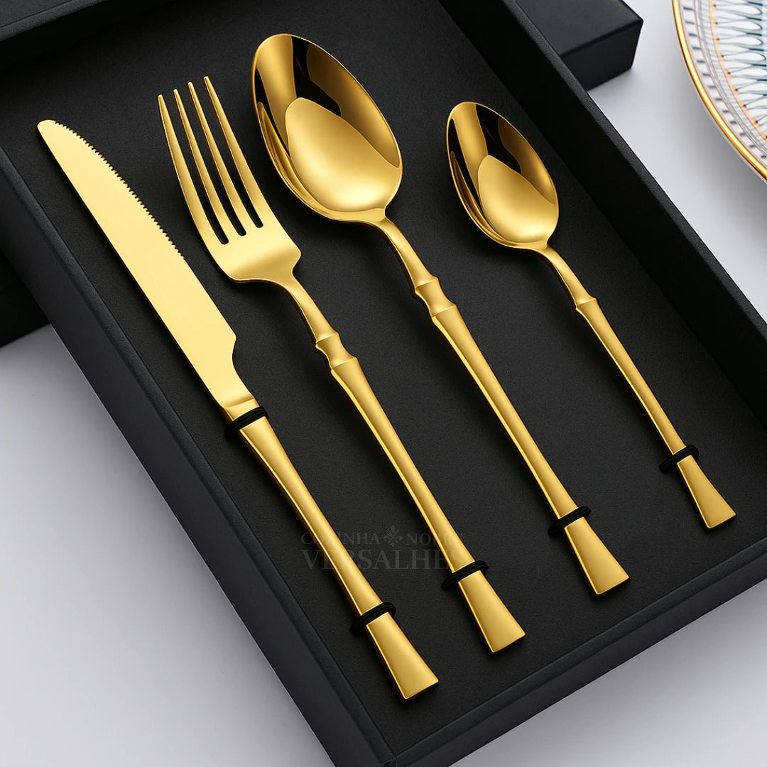 Talheres Veneza: Jogo de Talheres de Luxo de 24 Peças