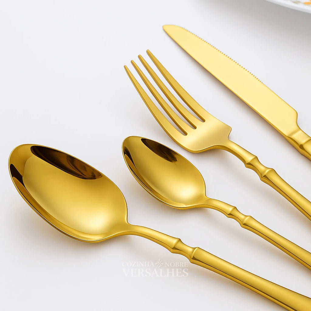 Talheres Veneza: Jogo de Talheres de Luxo de 24 Peças