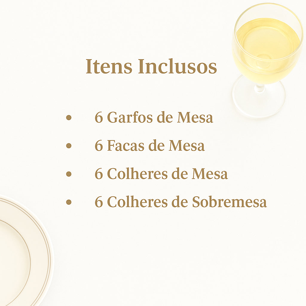 Talheres Veneza: Jogo de Talheres de Luxo de 24 Peças