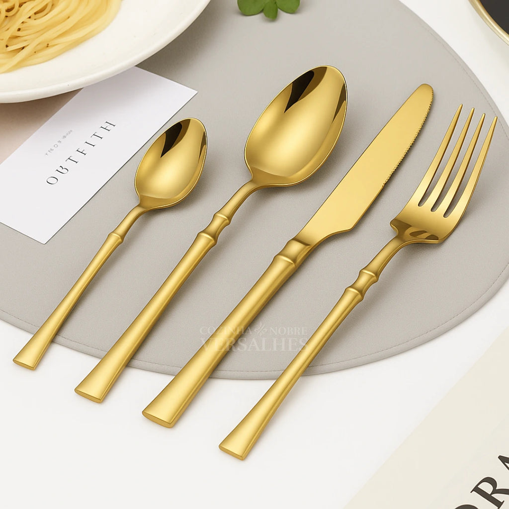 Talheres Veneza: Jogo de Talheres de Luxo de 24 Peças