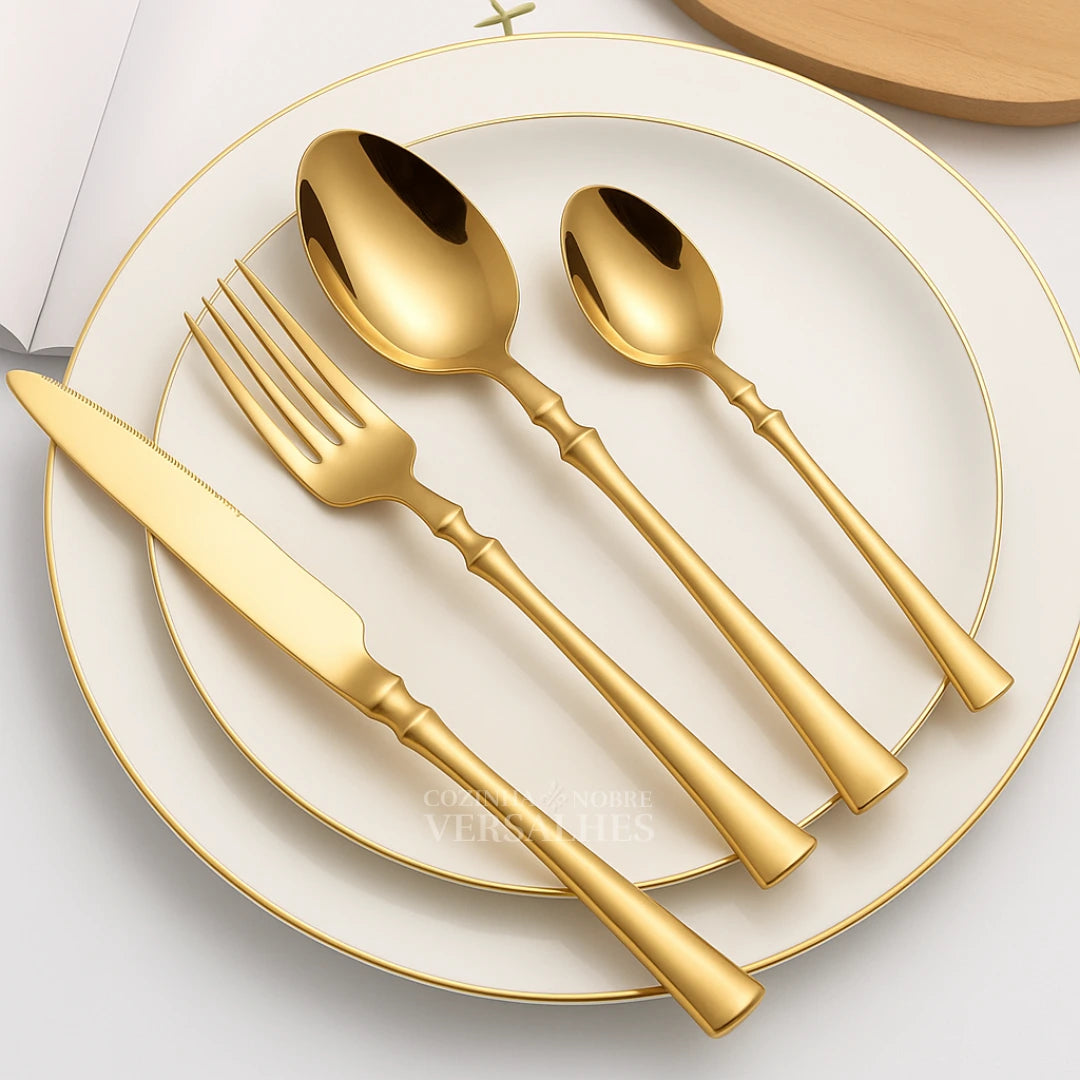 Talheres Veneza: Jogo de Talheres de Luxo de 24 Peças